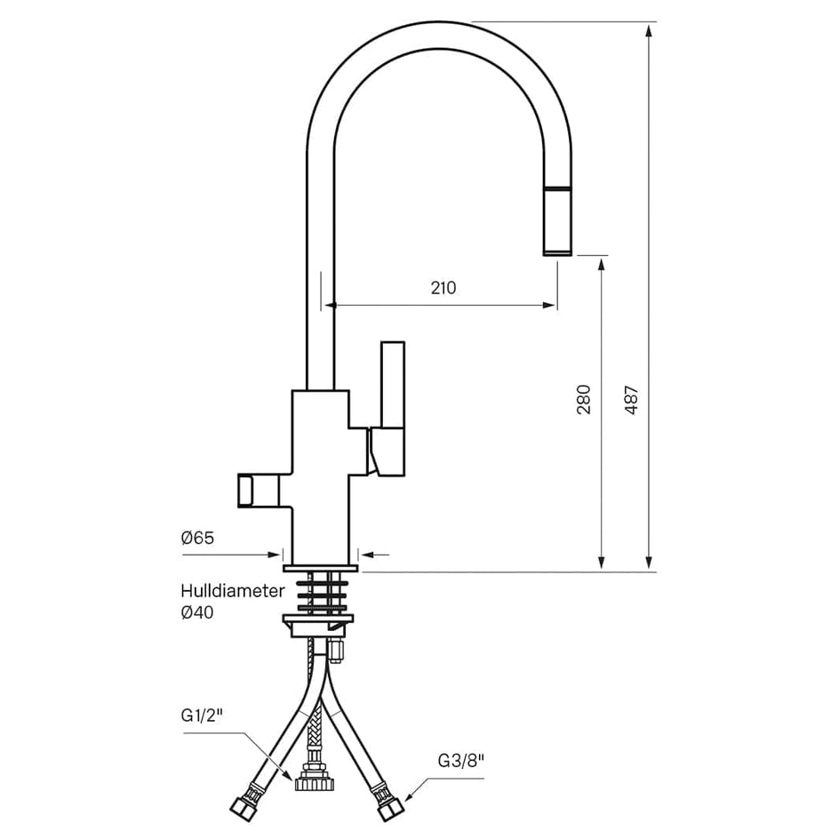 Tapwell ARM885 Kjøkkenarmatur Uttrekk+Avstengning Tapwell Kjøkkenarmatur