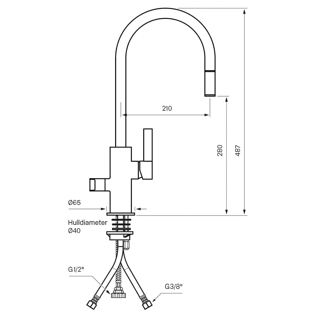 Tapwell ARM885 Kjøkkenarmatur Uttrekk+Avstengning Tapwell Kjøkkenarmatur