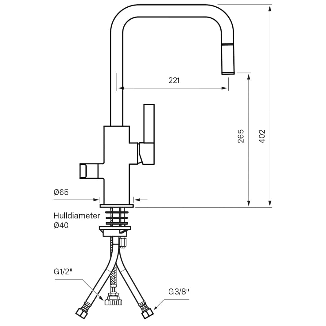 Tapwell ARM887 Kjøkkenarmatur Uttrekk+Avstengning Tapwell Kjøkkenarmatur