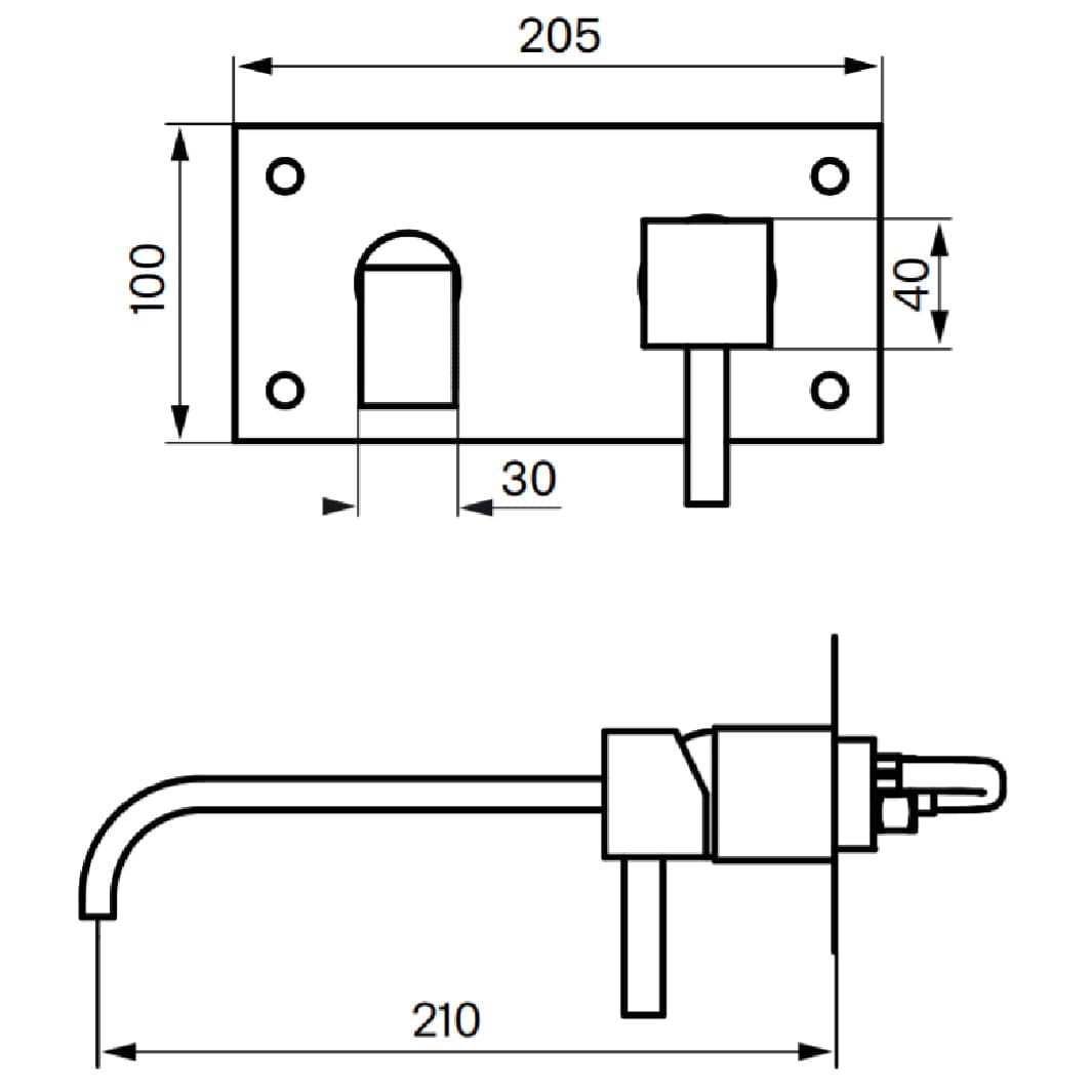 Tapwell BOX006 Rettangolo Servantbatteri Innbygging Tapwell Blandebatteri innbygging