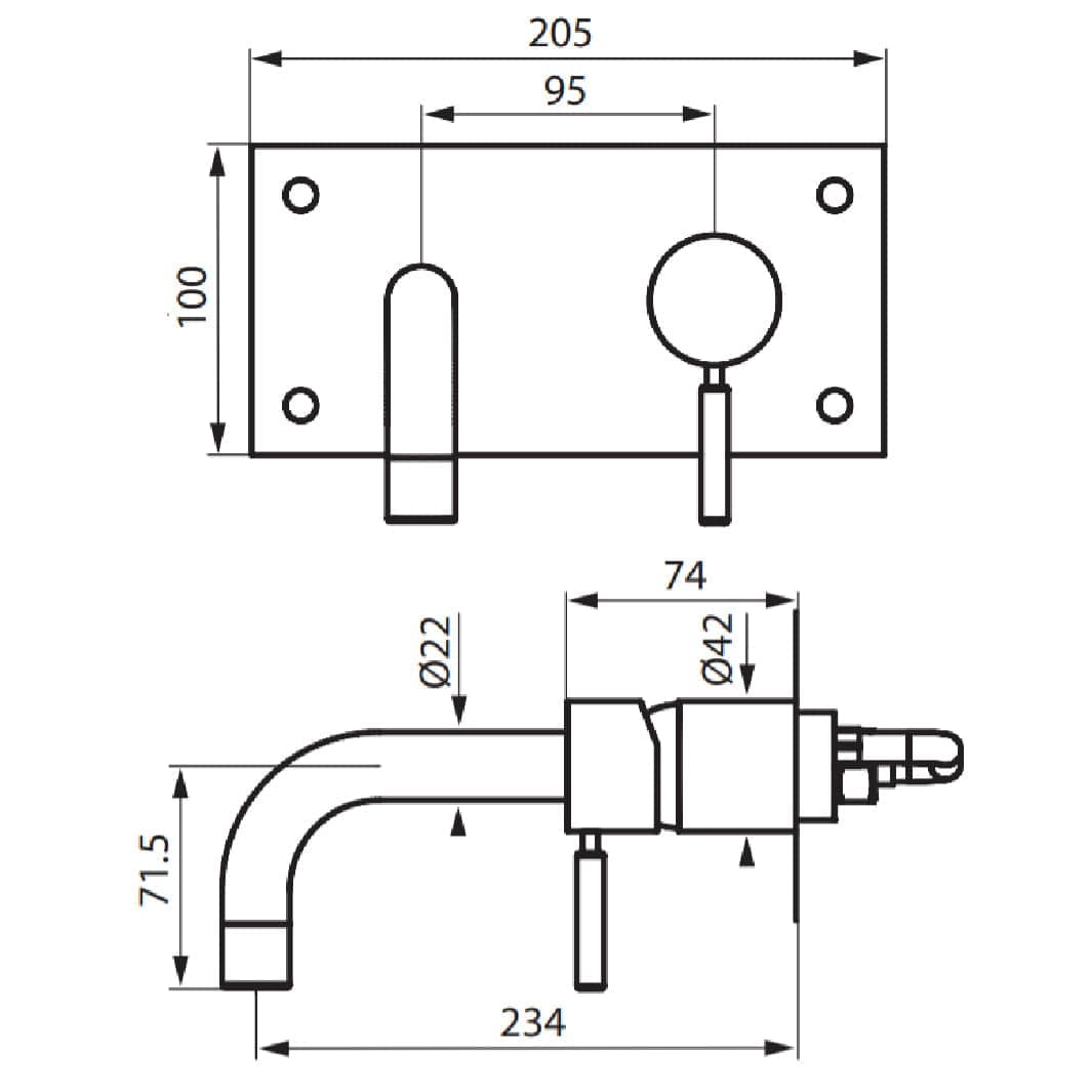 Tapwell BOX008 Servantbatteri Innbygging Tapwell Blandebatteri innbygging