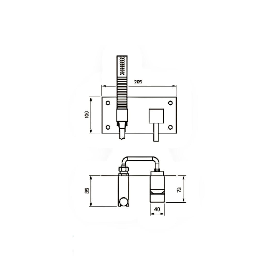 Tapwell BOX011-364 Square Dusjbatteri Innbygging Tapwell Blandebatteri innbygging