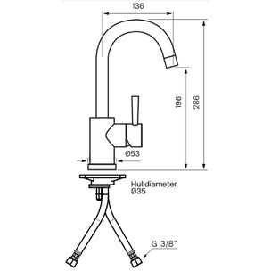 Tapwell EVO078 Servantbatteri ikke til benkeplate