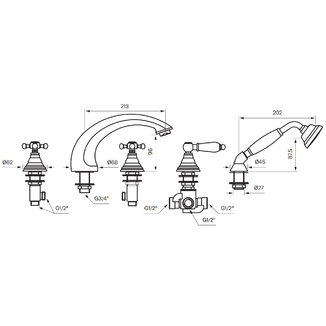 Tapwell FBLV040 Classic CR Karkantbatteri 5-hulls Tapwell Servantbatteri TA-8111862
