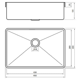 Tapwell HT4328 PVD Servant for nedfelling 45x30cm