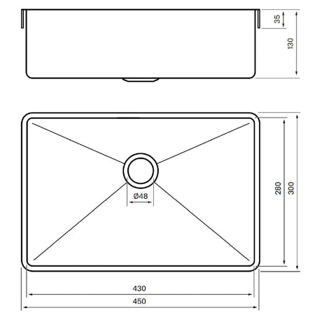 Tapwell HT4328 PVD Servant for nedfelling 45x30cm