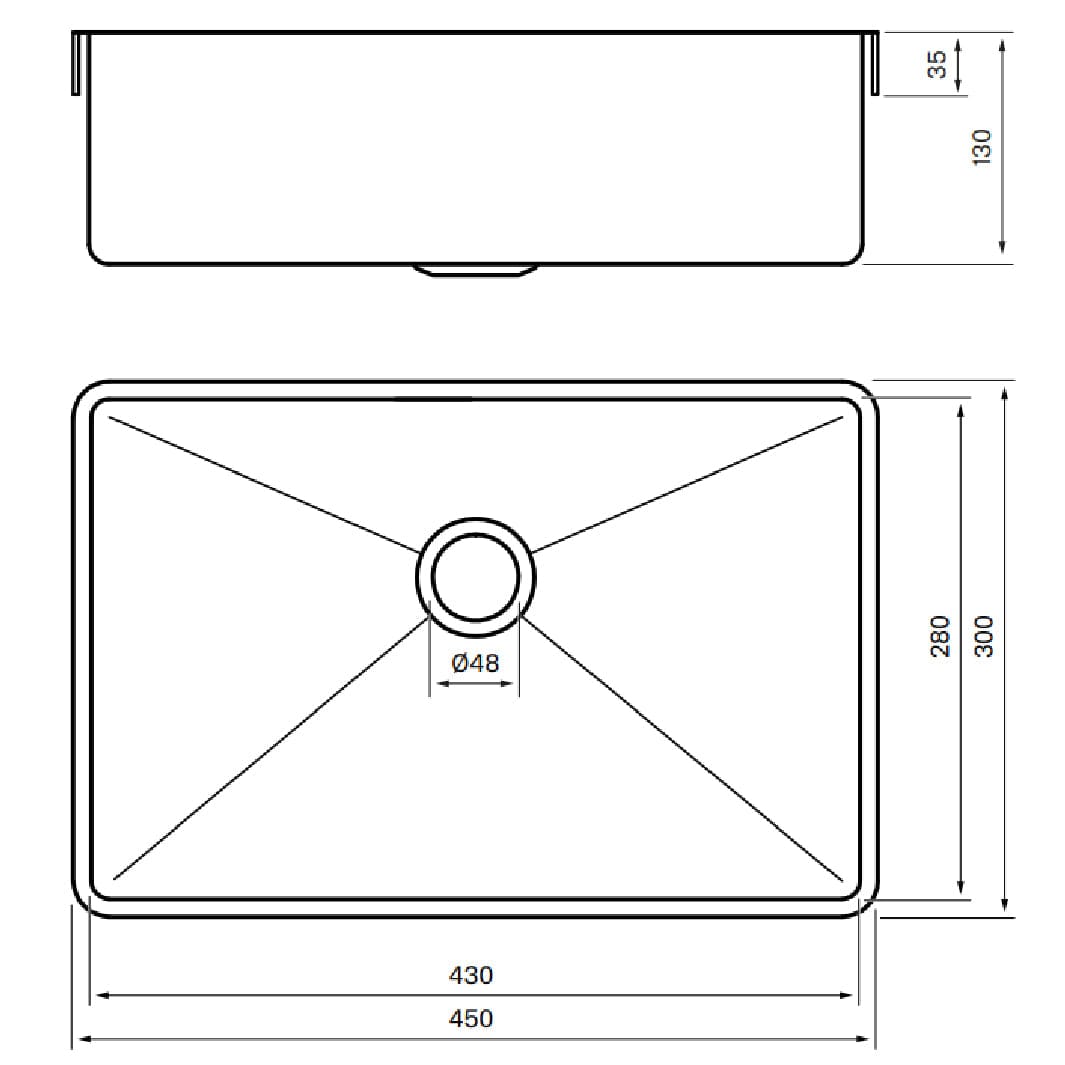 Tapwell HT4328 PVD Servant for nedfelling 45x30cm Tapwell Kjøkkenvask