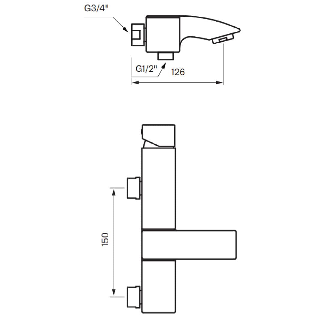 Tapwell LEC022 CR Badekararmatur Krom Tapwell Badekararmatur TA-8111552