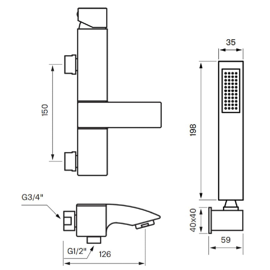 Tapwell LEC026 CR Badekararmatur Krom Tapwell Badekararmatur TA-9418732