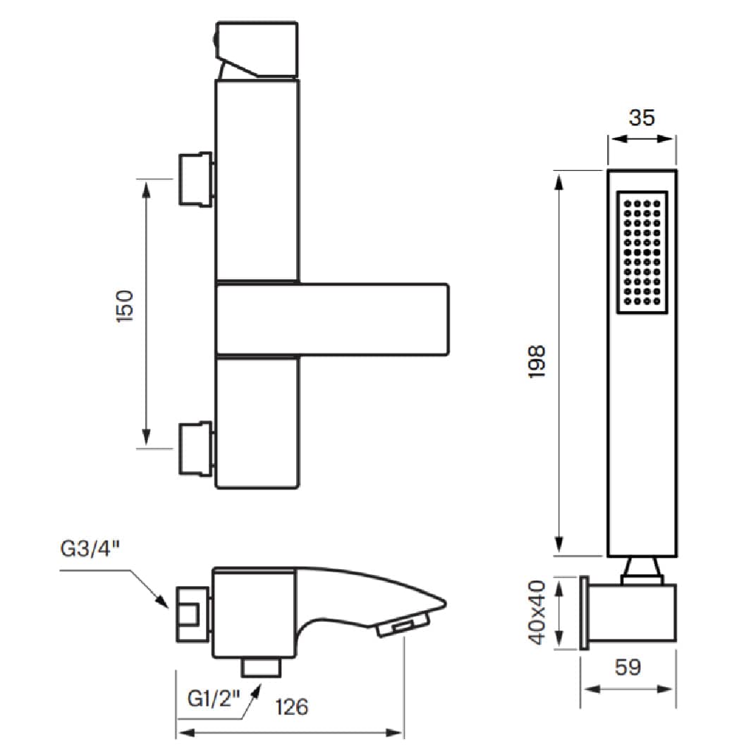 Tapwell LEC026 CR Badekararmatur Krom Tapwell Badekararmatur TA-9418732