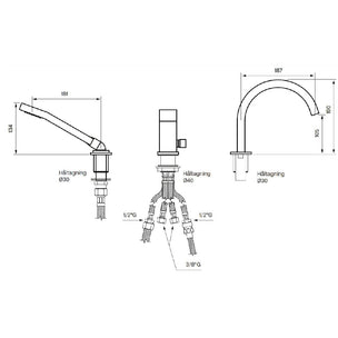 Tapwell LEC040 CR Karkantbatteri 3-hulls