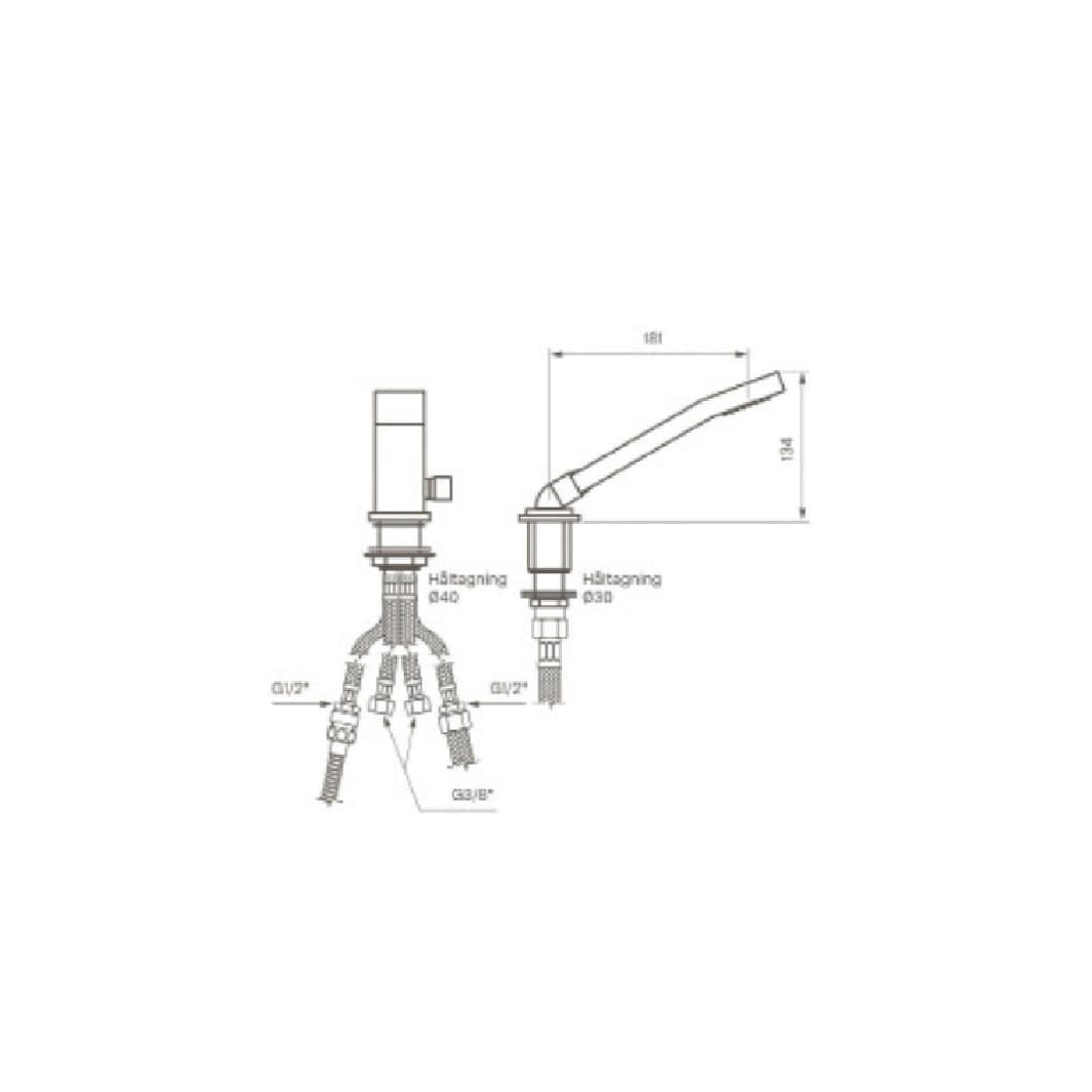Tapwell LEC041 CR Karkantbatteri 2-hulls Krom Tapwell Karkantbatteri TA-8111852