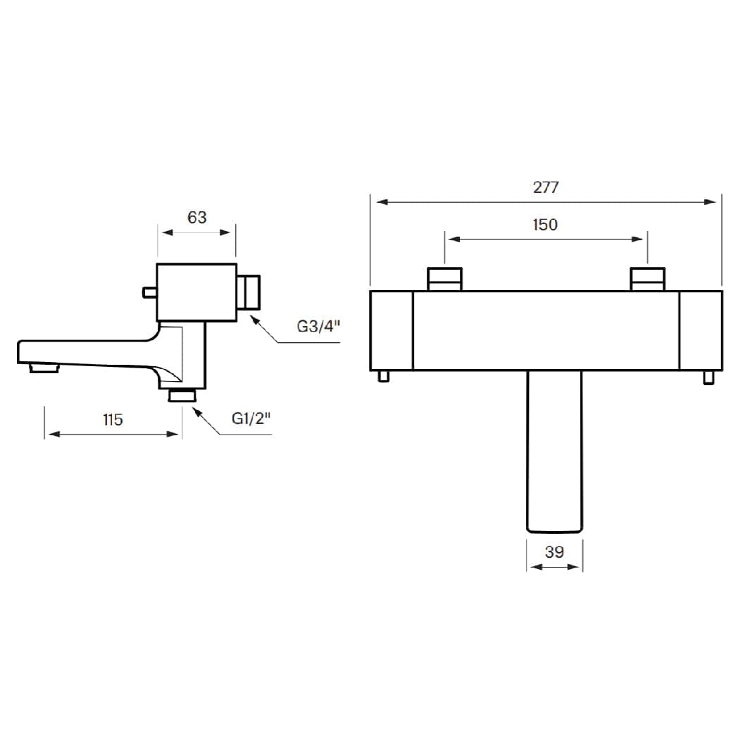 Tapwell LES022 CR Badekararmatur Krom Tapwell Badekararmatur TA-9421859