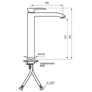 Tapwell LES081 CR Høy Servantbatteri