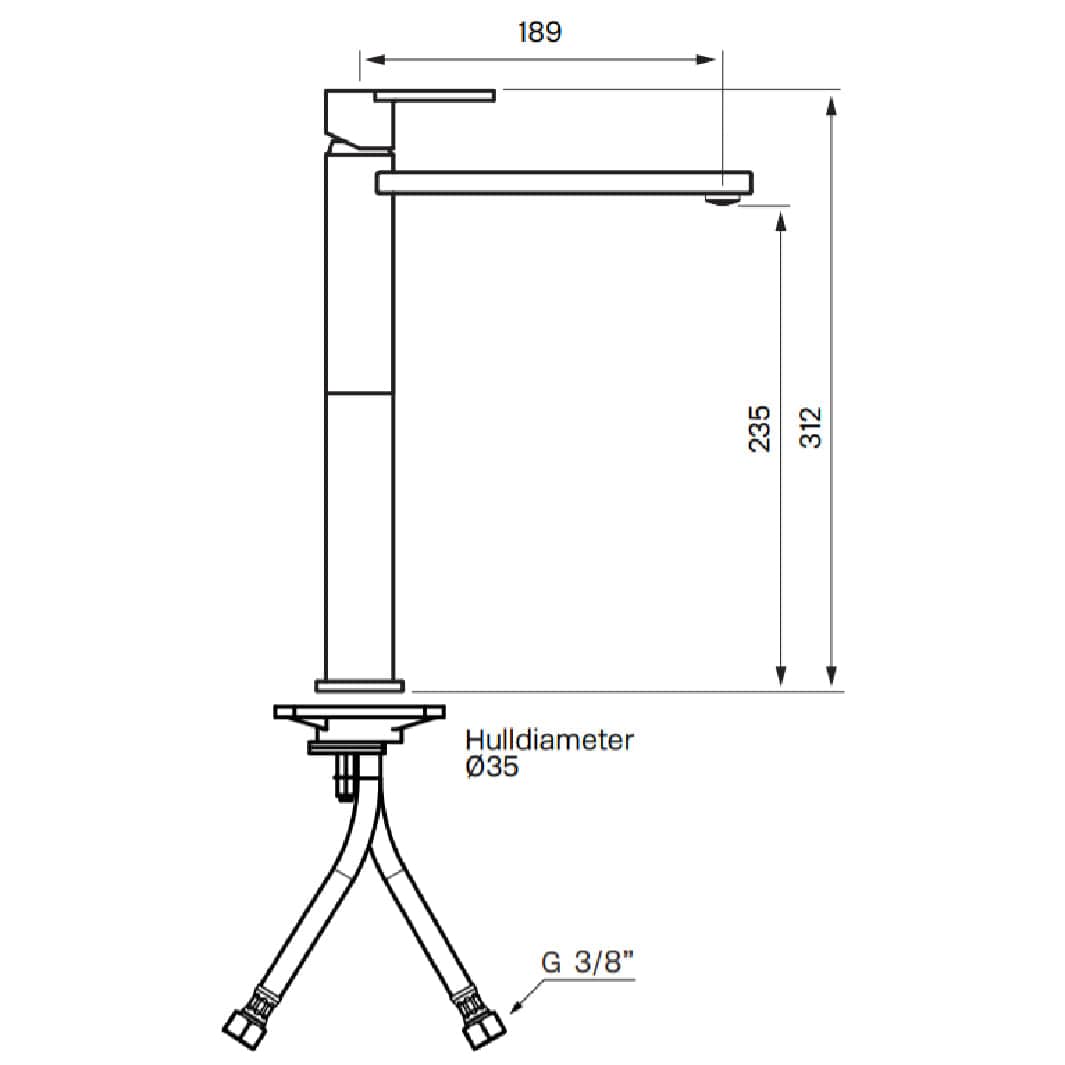 Tapwell LIN081 Høy Servantbatteri H312mm Tapwell Servantbatteri