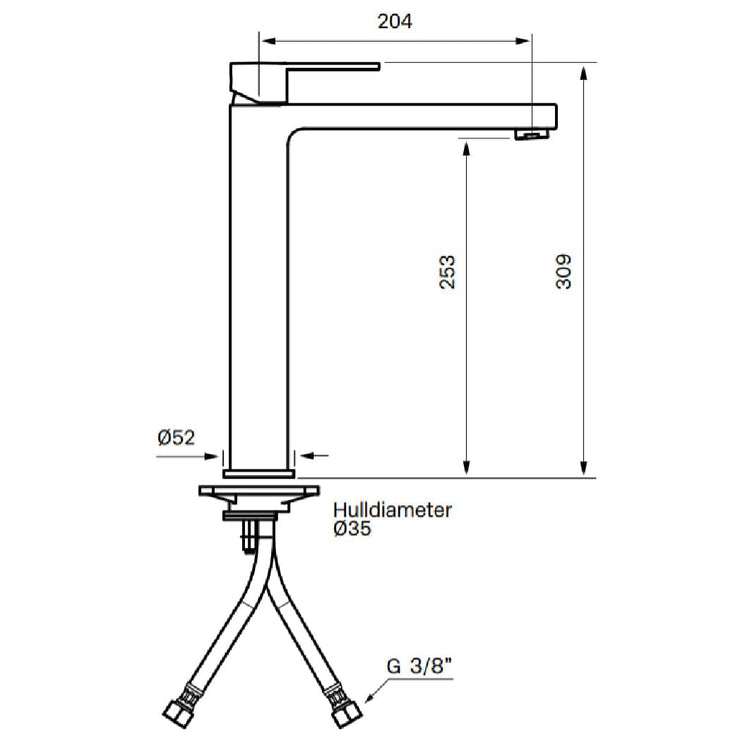 Tapwell RIN081 Høy Servantbatteri H309mm