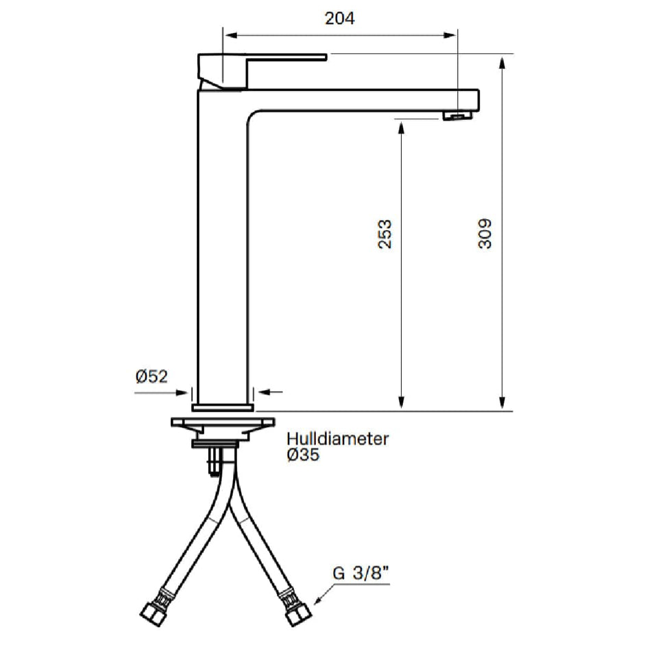 Tapwell RIN081 Høy Servantbatteri H309mm Tapwell Servantbatteri