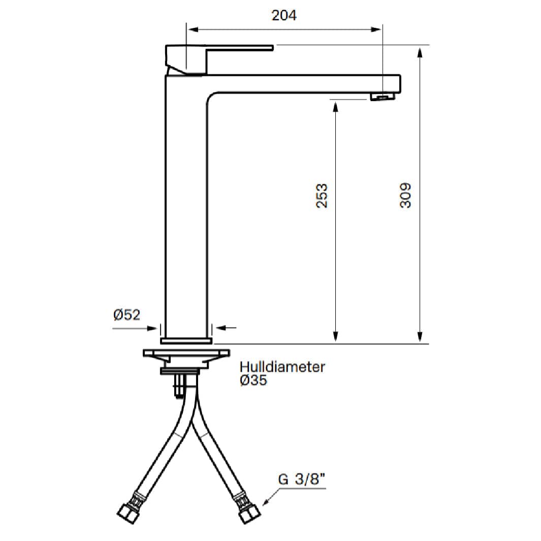 Tapwell RIN081 Høy Servantbatteri H309mm Tapwell Servantbatteri