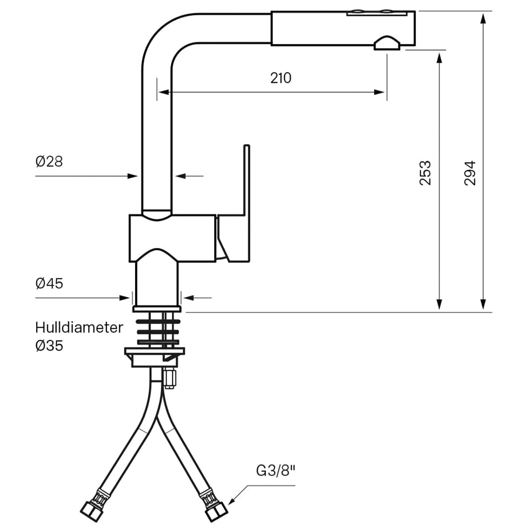 Tapwell RIN285 Kjøkkenarmatur Uttrekk Svart matt Tapwell Kjøkkenarmatur TA-9423486