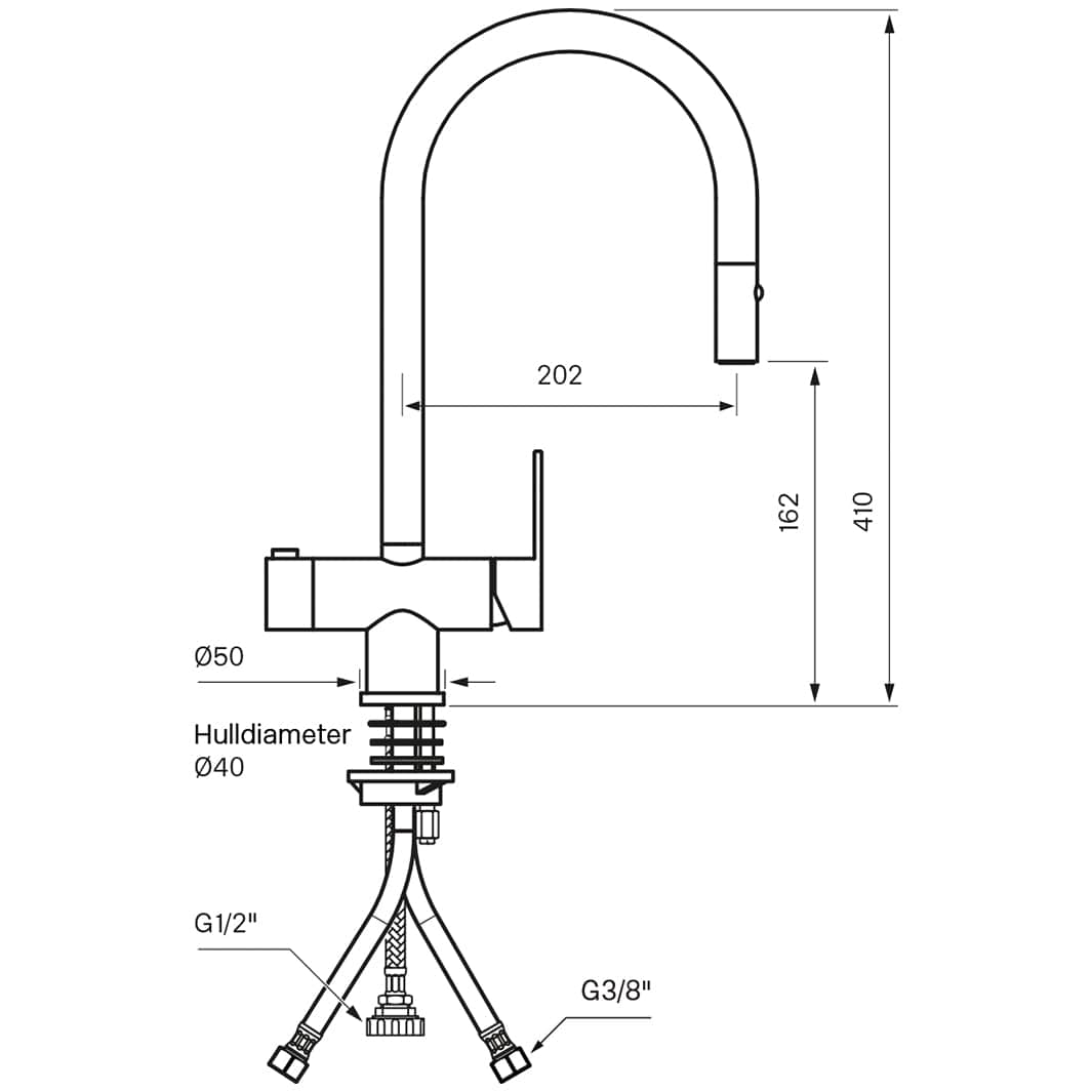Tapwell RIN885 Kjøkkenarmatur Uttrekk+Avstengning Tapwell Kjøkkenarmatur
