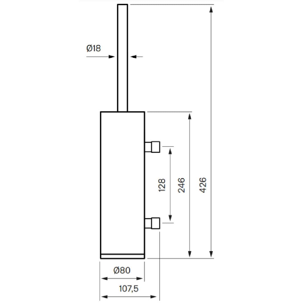 Tapwell TA220 Toalettbørste H426mm Vegghengt Tapwell Toalettbørste