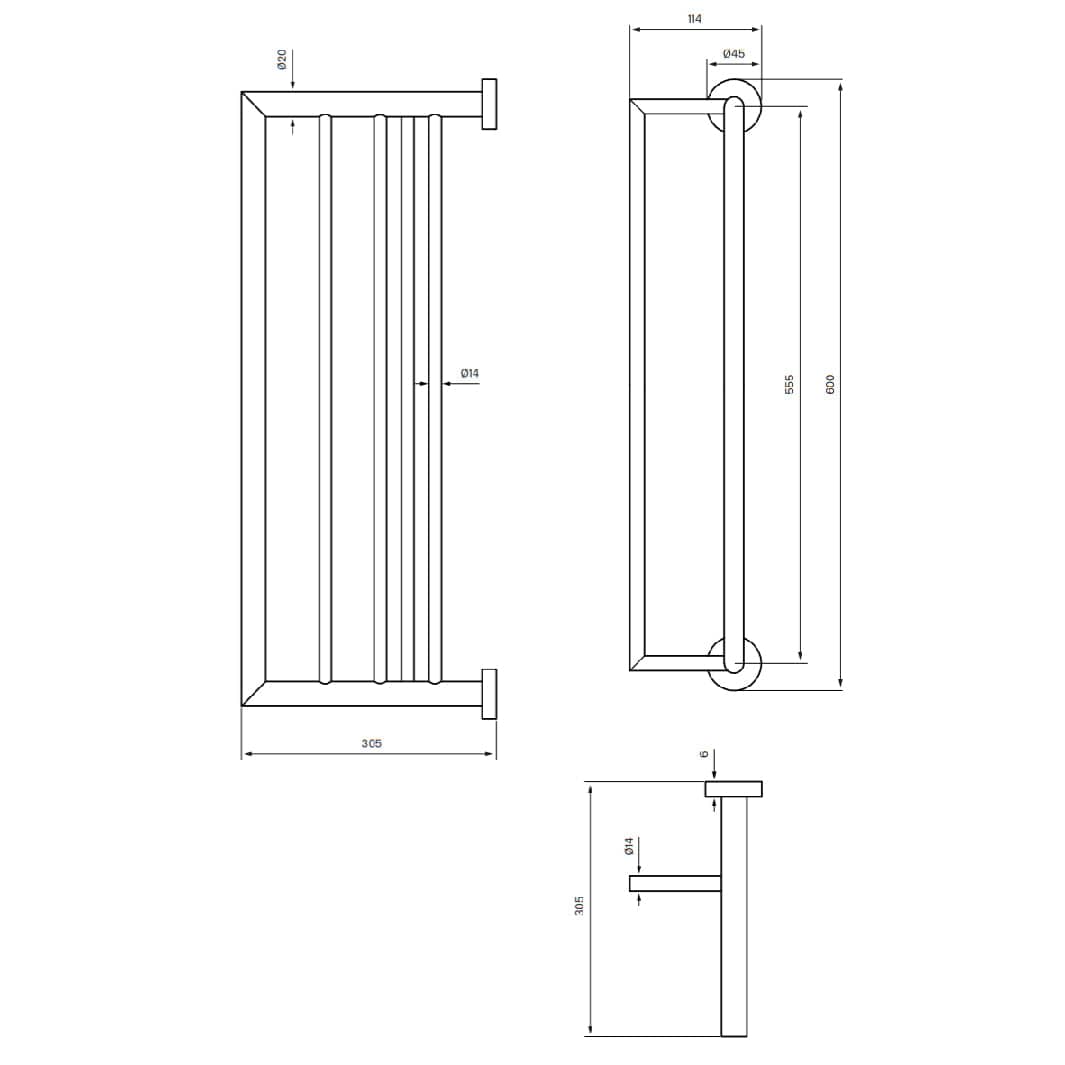 Tapwell TA814 Håndklehylle L600mm Tapwell Håndklehylle