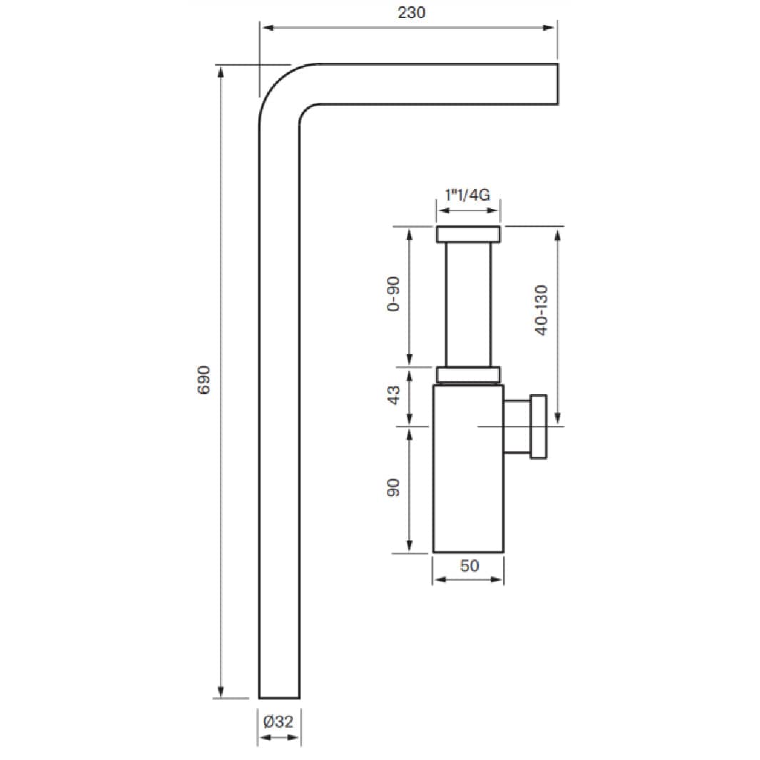 Tapwell XA100 Vannlås gulvavløp Ø32mm Tapwell Vannlås