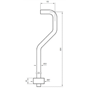 Tapwell XA22 S-Gulvrør for vannlås Ø32mm