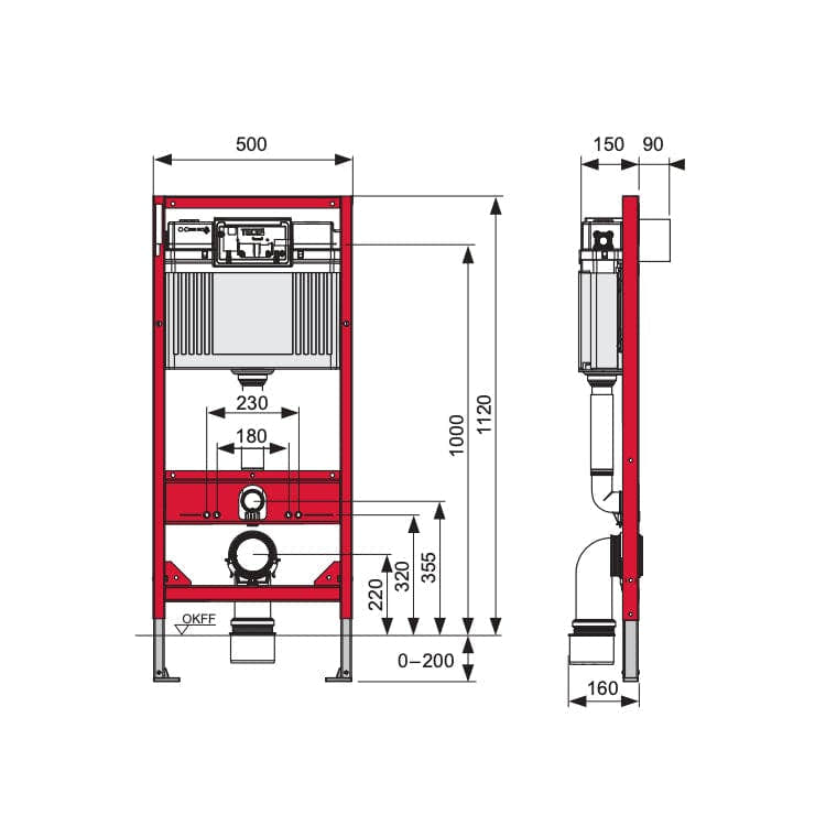TECEwc Innbyggingssisterne 1120mm Tece Innbyggingssisterne BUN-6192727