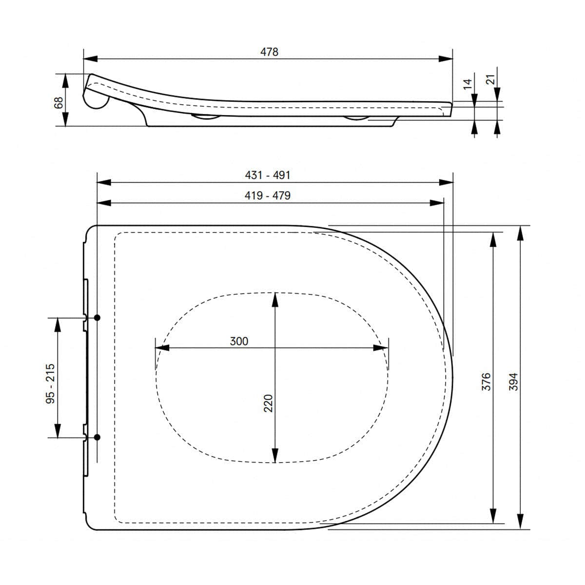 Toto MH Toalettsete Hvit - Soft-close Hvit Toto Toalettsete KO-TC514G
