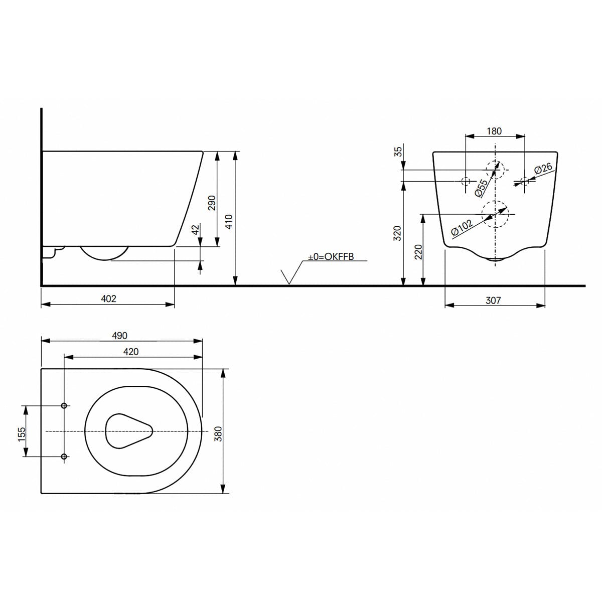 Toto RP Compact Veggskål Rimless u/sete - vegghengt toalett Hvit Toto Vegghengt toalett KO-CW554Y
