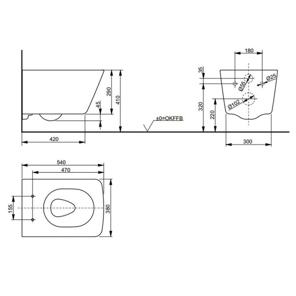Toto RP Veggskål Rimless & Tornado Flush u/sete - vegghengt toalett Hvit Toto Vegghengt toalett KO-CW552Y