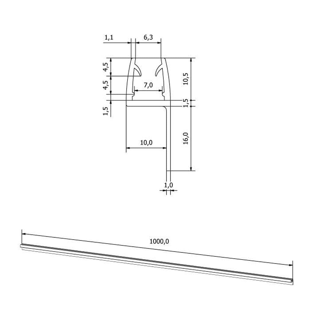 VikingBad Bunnprofil/subbelist Emil Klar PVC 100cm VikingBad Dusjtilbehør VB-012377-01