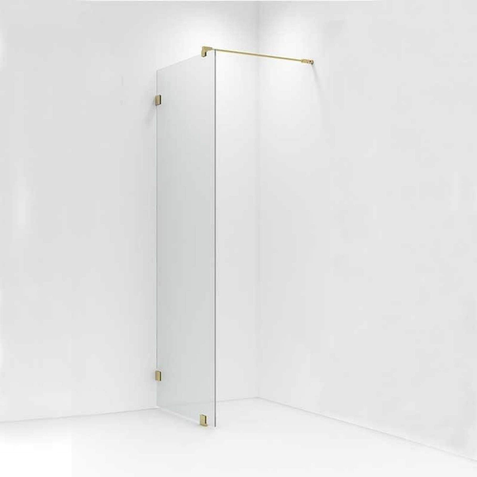 VikingBad Emil Glassfelt H200cm - inkl. støttestag, veggfeste og gulvfeste Gull / 100cm / Klart glass VikingBad Dusjvegg VB-113433