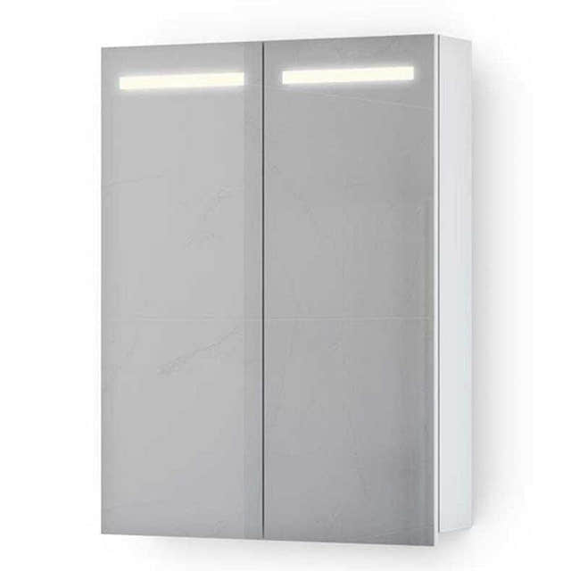 VikingBad Ida Speilskap B50-120cm m/LED og Stikk - innvendig speil Hvit matt / 60cm VikingBad Speilskap VB-111708
