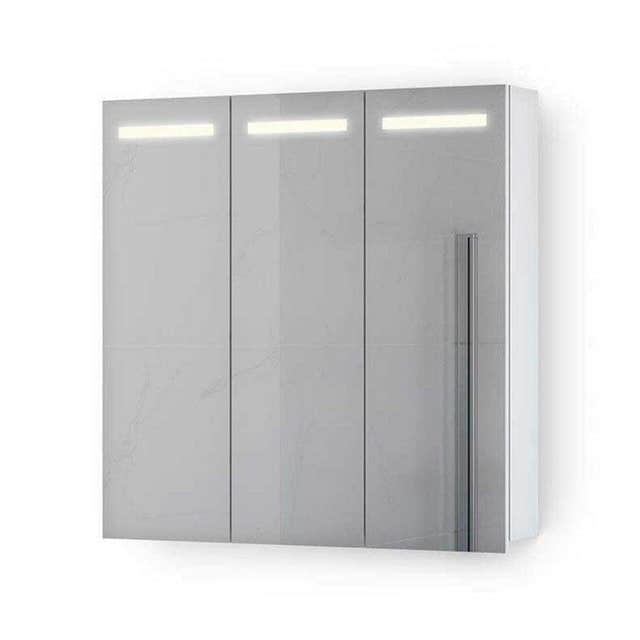 VikingBad Ida Speilskap B50-120cm m/LED og Stikk - innvendig speil Hvit matt / 80cm VikingBad Speilskap VB-111709