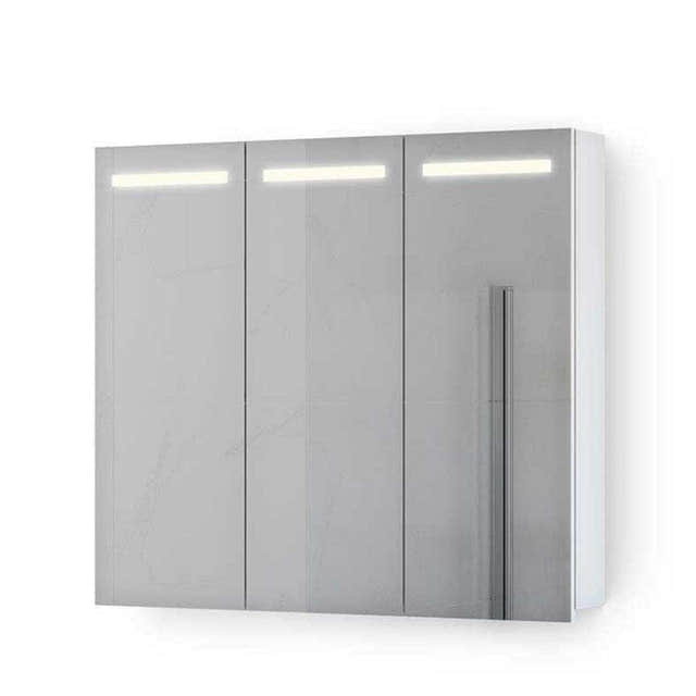 VikingBad Ida Speilskap B50-120cm m/LED og Stikk - innvendig speil Hvit matt / 90cm VikingBad Speilskap VB-111710