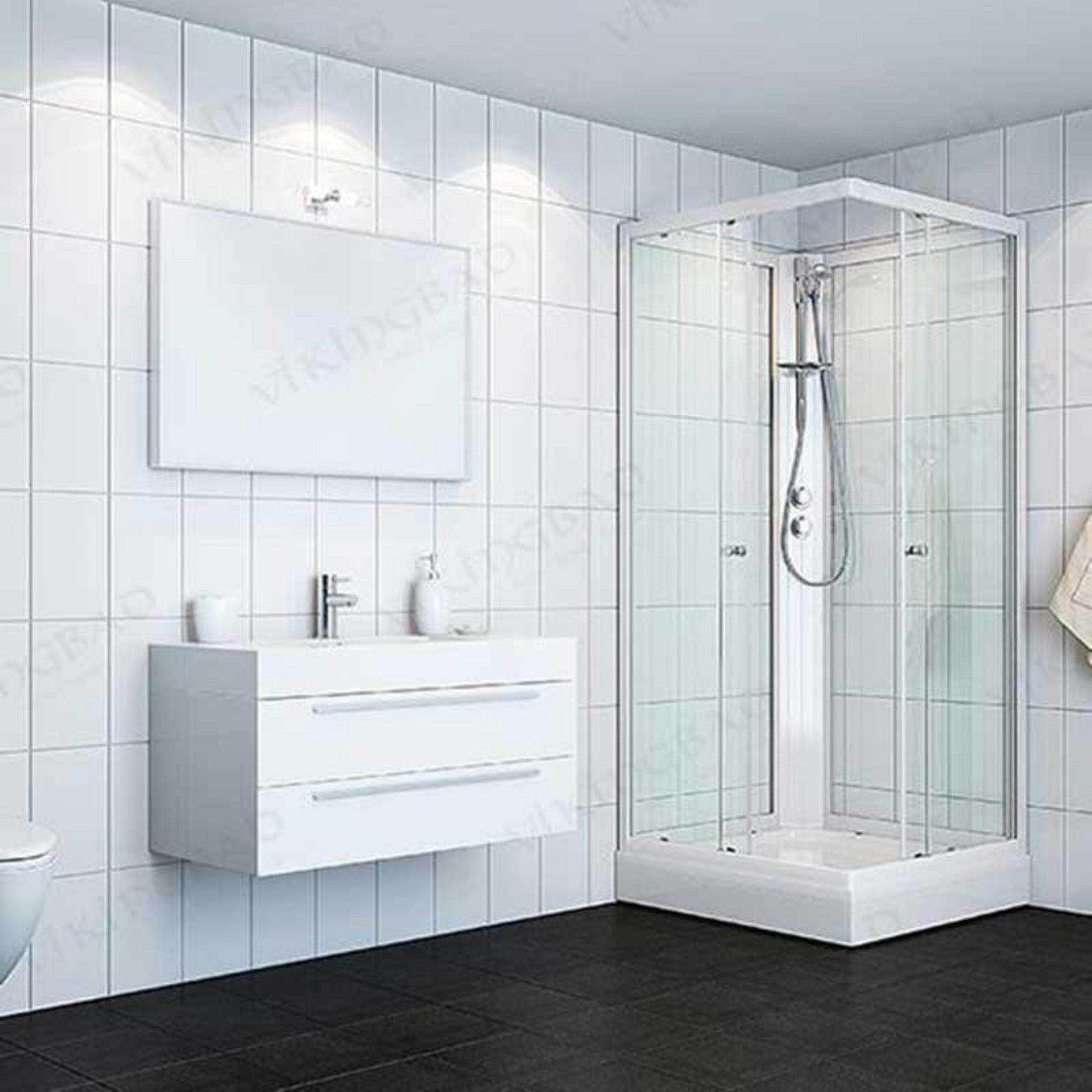 VikingBad Kiev Lav Dusjkabinett Rett H190cm Hvit matt / 80x80cm / Klart glass VikingBad Dusjkabinett VB-104719