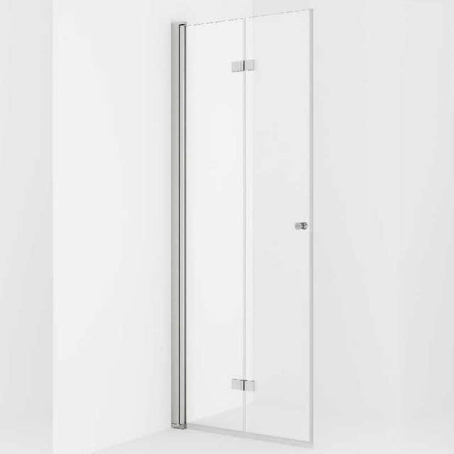 Vikingbad Liam Dusjdør Leddet H195cm Sølv / 70cm venstre / Klart glass VikingBad Dusjdør VB-001393-01