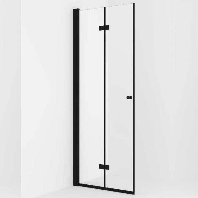 Vikingbad Liam Dusjdør Leddet H195cm Svart matt / 70cm venstre / Klart glass VikingBad Dusjdør VB-001392-01