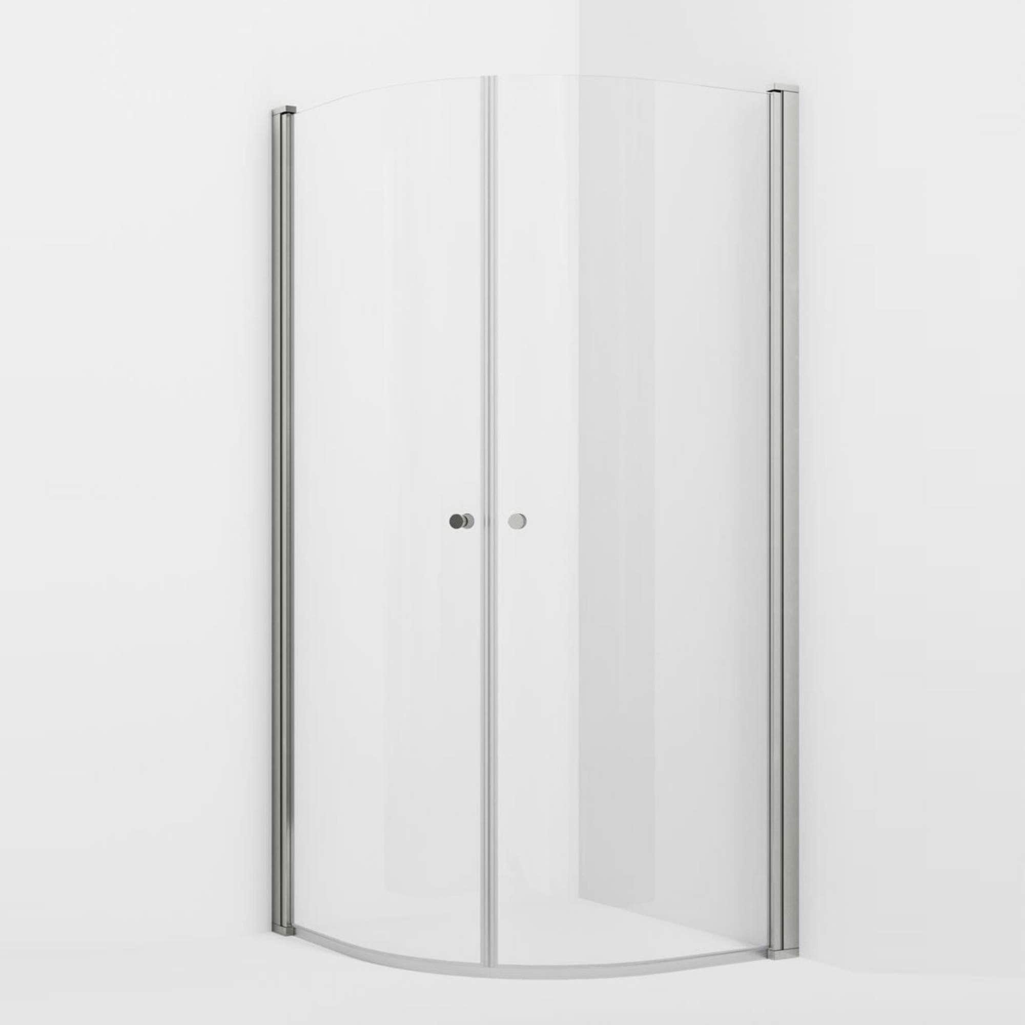 VikingBad LIAM Dusjhjørne Buet H195cm Sølv / 100x100cm / Klart glass VikingBad Dusjhjørne VB-112715