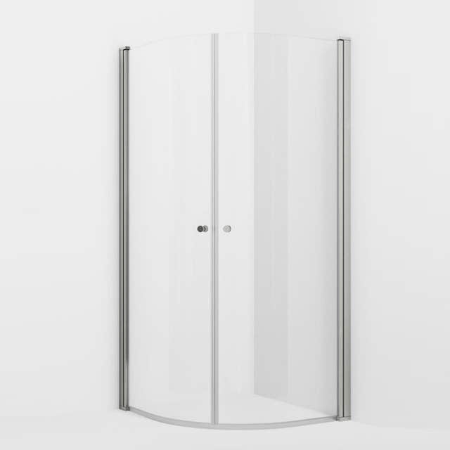 VikingBad LIAM Dusjhjørne Buet H195cm Sølv / 100x100cm / Klart glass VikingBad Dusjhjørne VB-112715