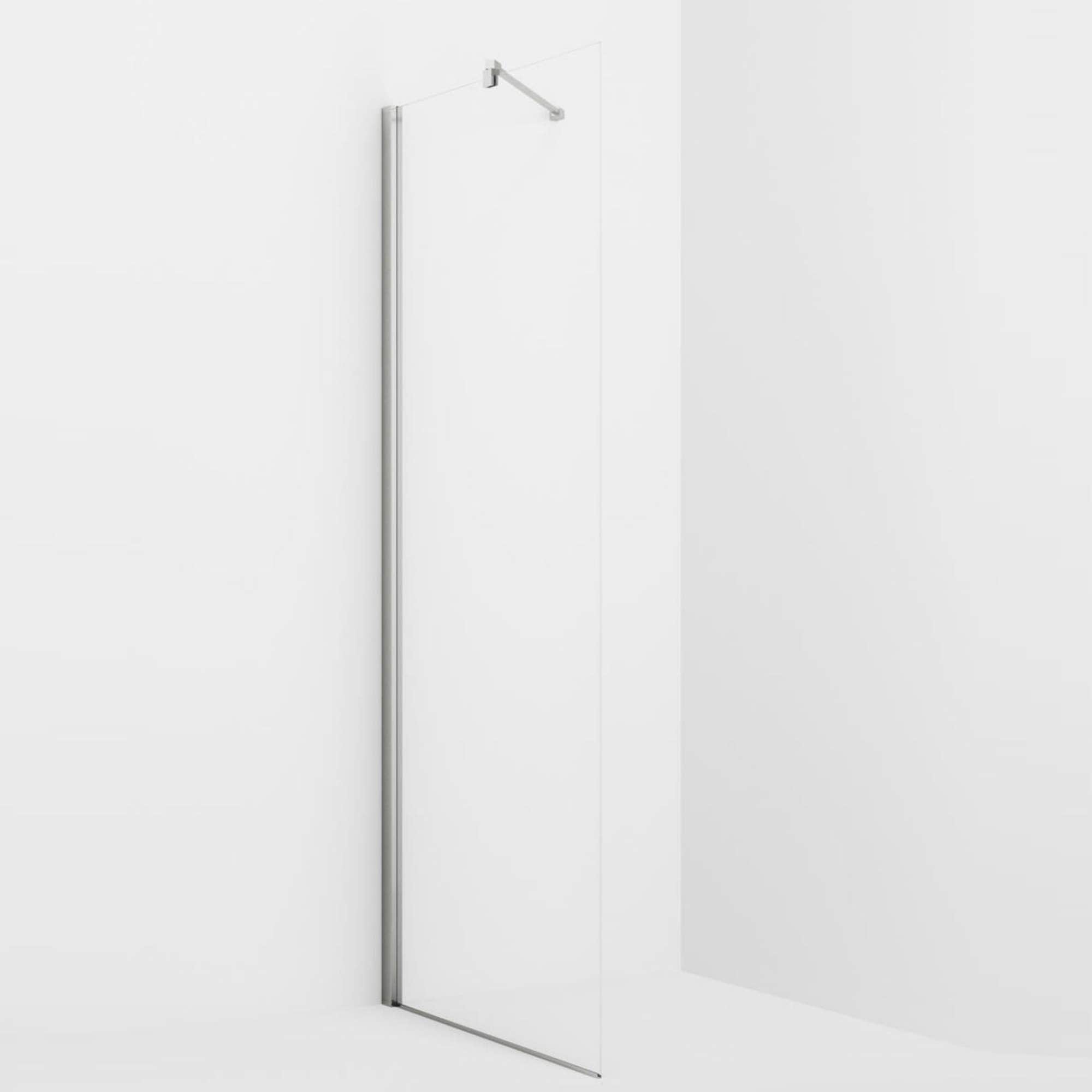VikingBad Liam Glassfelt Rett H193cm Sølv / 20cm / Klart glass VikingBad Dusjvegg VB-003731-01