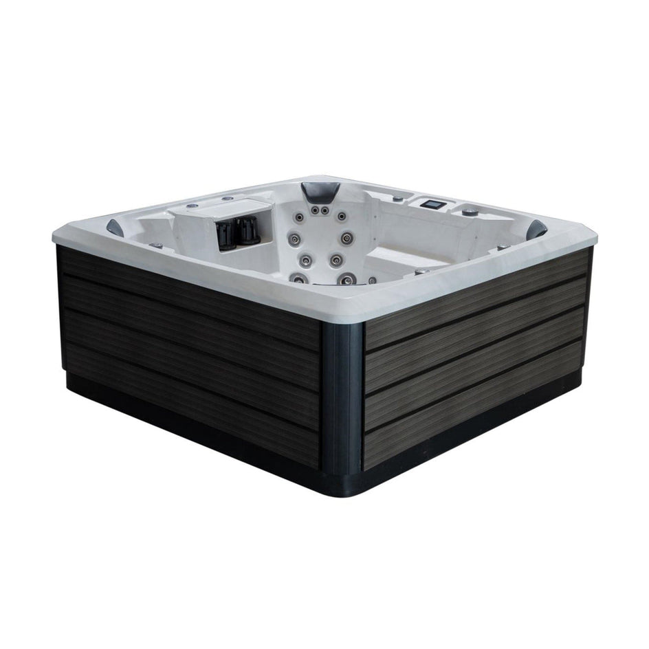 VikingBad Nordlys Utendørs Spa: Sterling Silver/Grå - FRP lokk og bluetooth stereo VikingBad Utendørs boblebad VB-113937