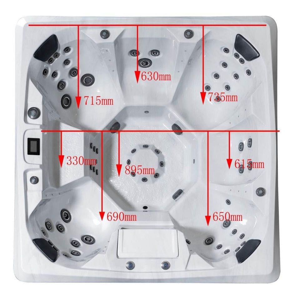 VikingBad Nordlys Utendørs Spa: Sterling Silver/Grå - FRP lokk og bluetooth stereo VikingBad Utendørs boblebad VB-113937