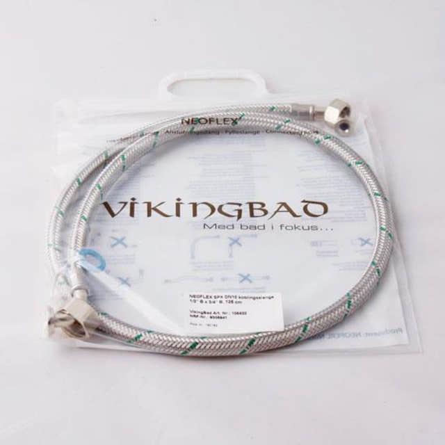 VikingBad SIL DN10 Neoperl Koplingsslange - L125cm dusjkabinett 1/2"Bx3/4"B VikingBad Koblingsslange VB-111023