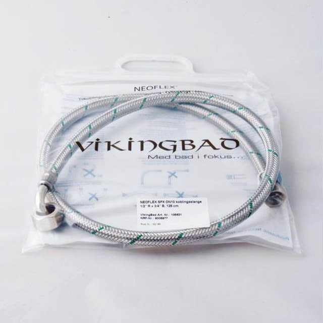 VikingBad SIL DN10 Neoperl Koplingsslange - L125cm dusjkabinett 1/2"Rx3/4"B VikingBad Koblingsslange VB-111027
