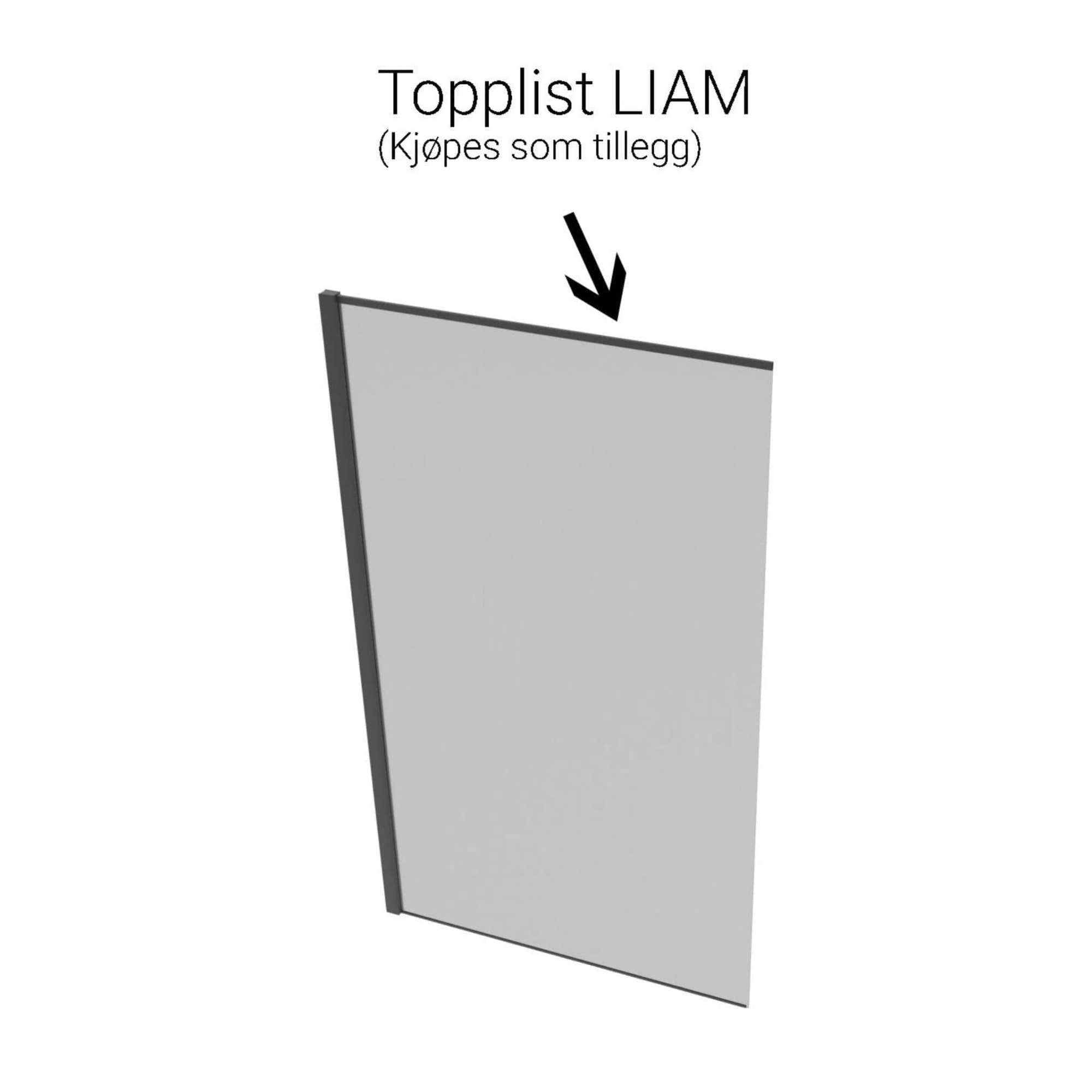 VikingBad Topplist LIAM PVC 117,8cm Svart matt VikingBad Dusjtilbehør VB-003034