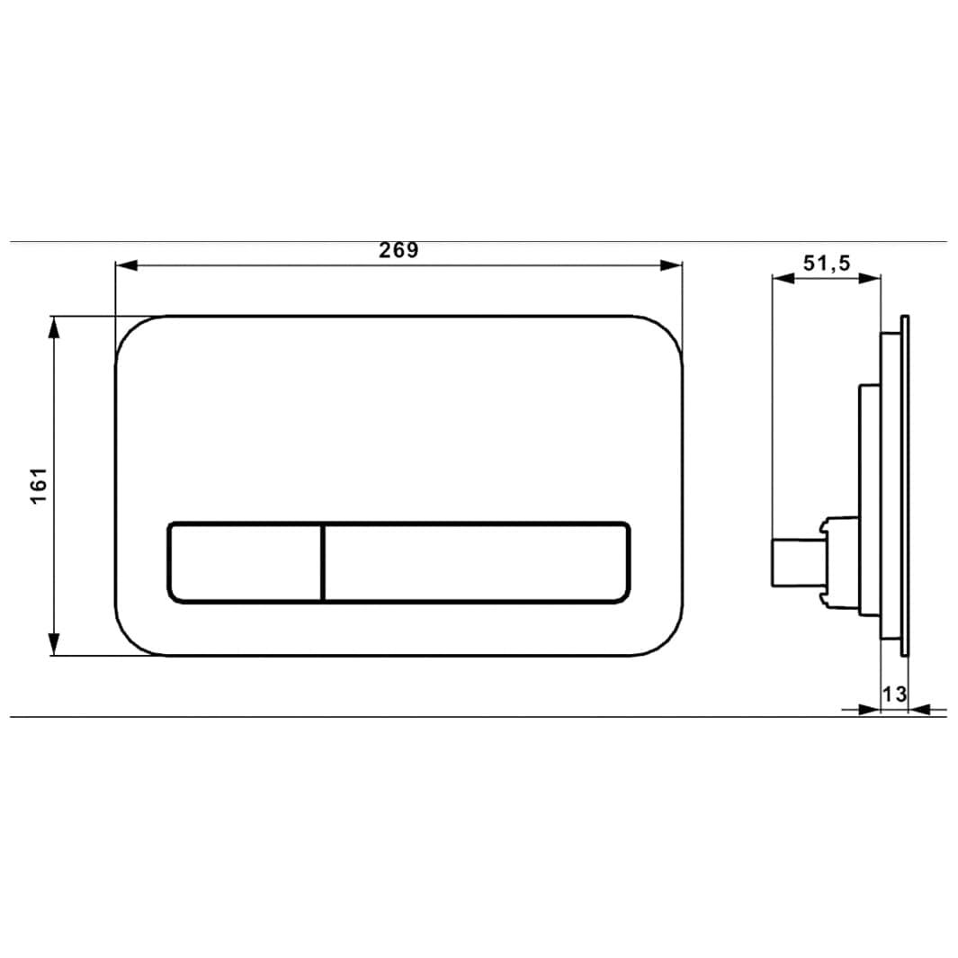 Villeroy & Boch ViConnect L200 Trykkplate - svart glass Svart glass Villeroy & Boch Betjeningsplate og trykknapper VIL-6026009